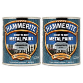 2X Hammerite Hammered Silver Paint 750ml Tin Paint